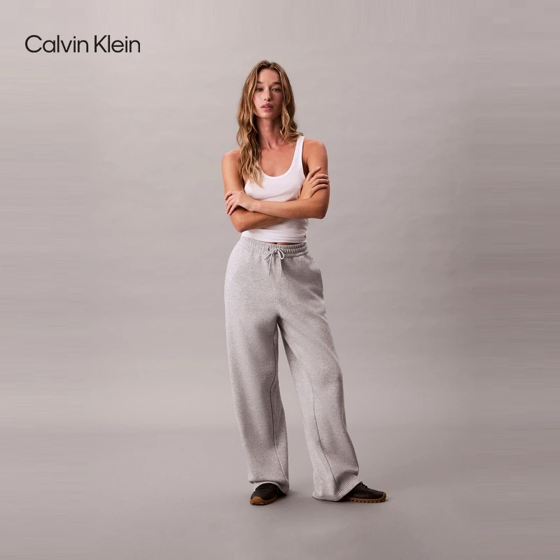 CK Jeans25秋季新款女士提花织带抓绒运动卫裤针织长裤47D283G