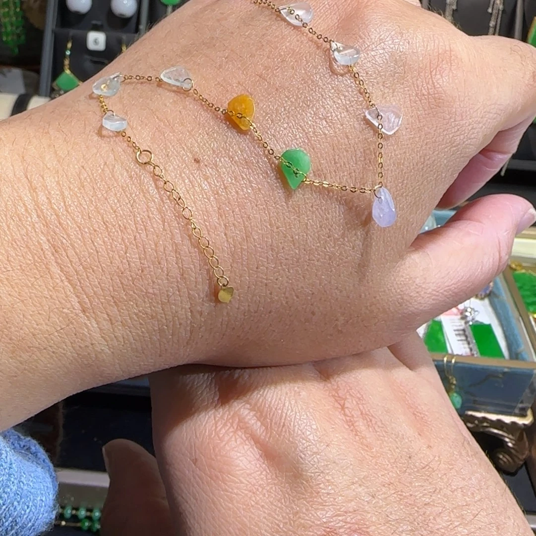 翡翠18K金镶嵌颈饰手链