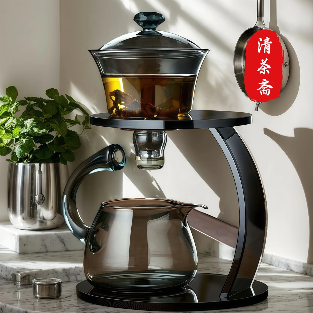 茶具复古玻璃家用创意小型泡茶器美式神器过滤感应茶器轻奢立式