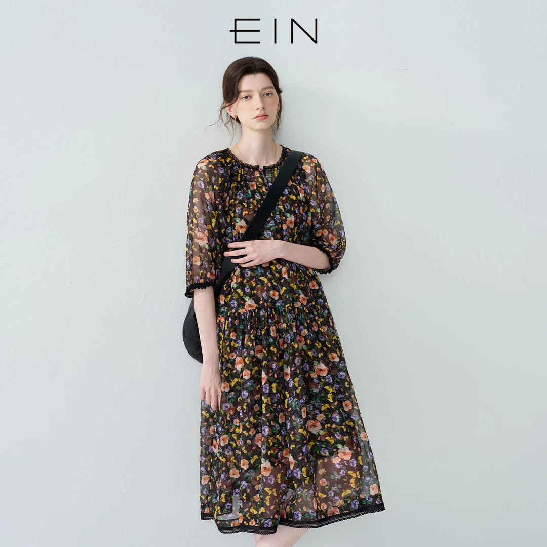 EIN/言2025年夏季抖音专供新款雪纺连衣裙WD9002D21