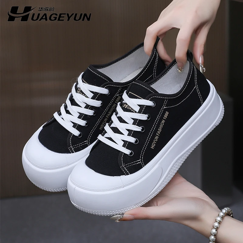韩版帆布小白鞋2025春秋新款厚底增高休闲运动板鞋时尚百搭休闲鞋