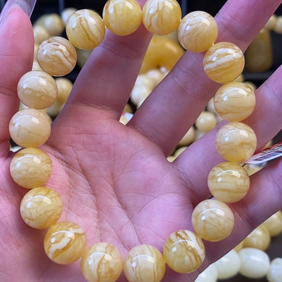 手链琥珀未镶嵌同料虎皮顺纹13