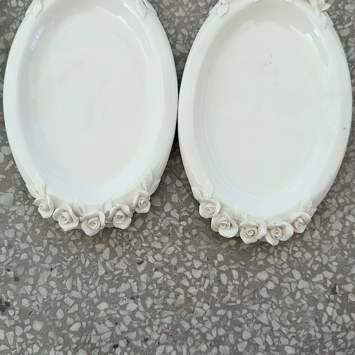 拍一发二白色玫瑰花盘