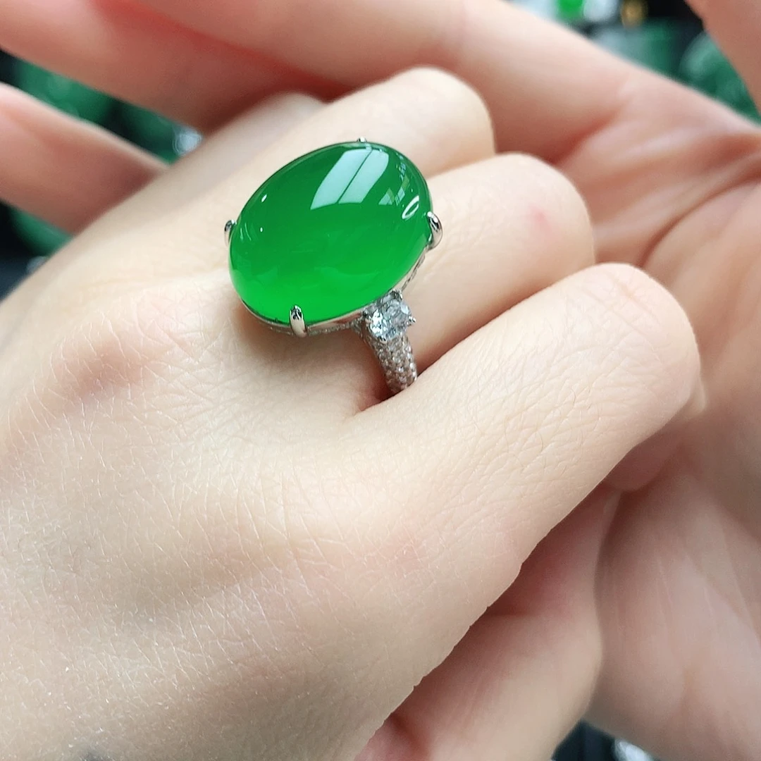 玛瑙/玉髓戒指银S925镶嵌