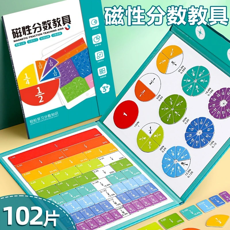 【小学老师推荐!9·9元/103件套】磁性分数盘教具小学三年级分数运算