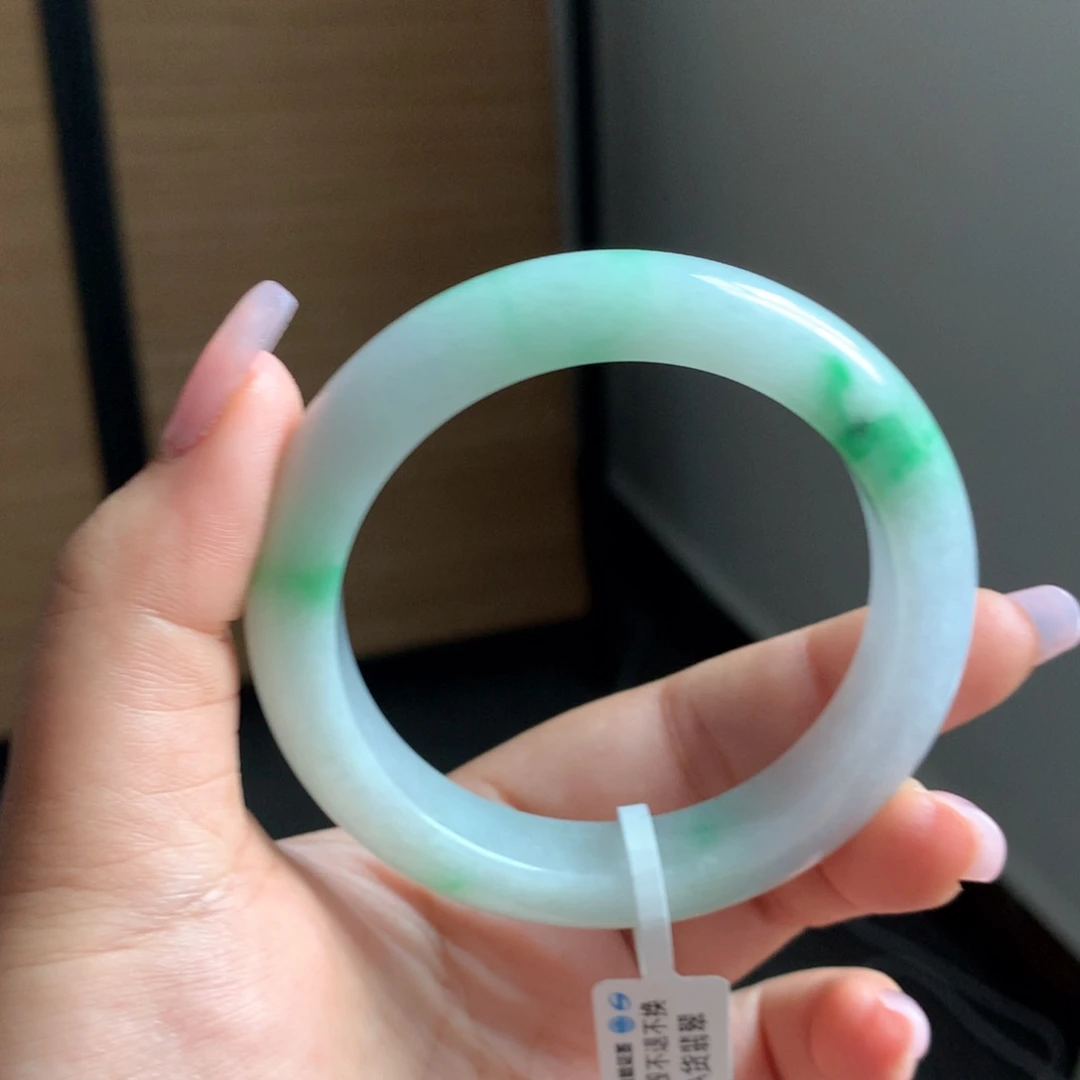 翡翠手镯未镶嵌14 55双耳挂翠正圈