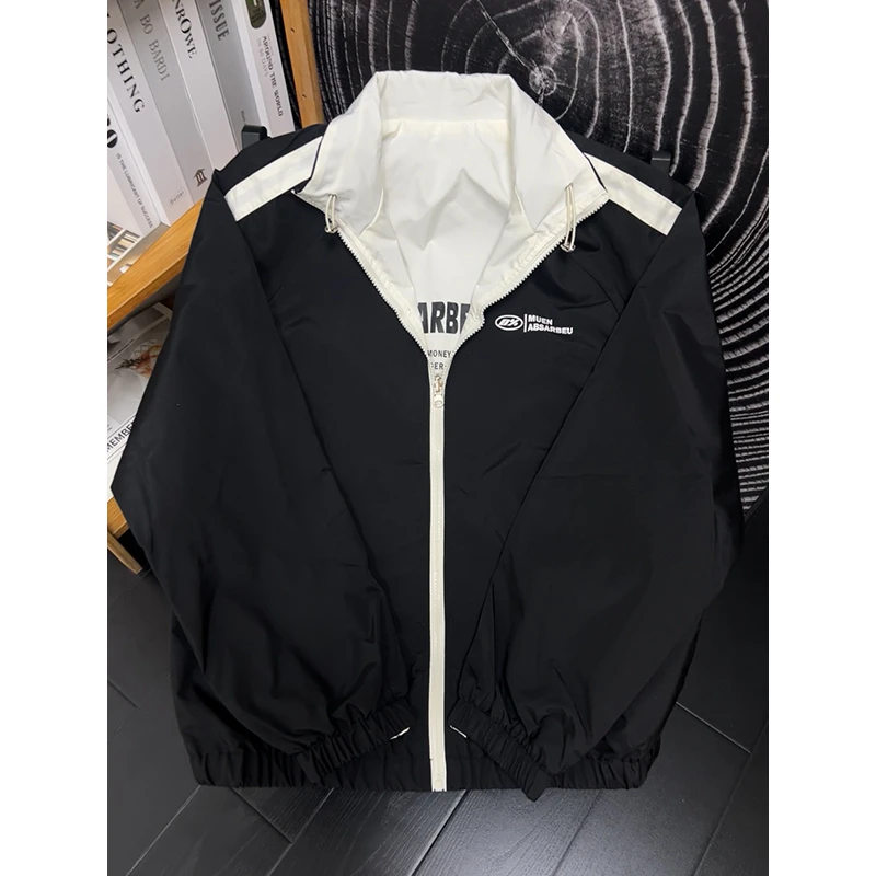 两面穿外套男款春秋季立领美式宽松防水运动夹克潮牌情侣休闲上衣