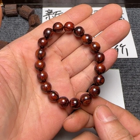 藤类海南红降1.0圆珠单圈手串