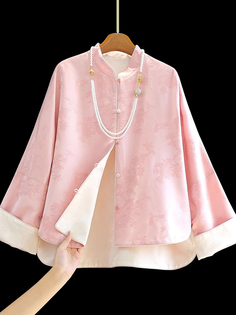 轻奢常规植物花卉夹棉棉服外套唐装提花中国风常规袖新中式