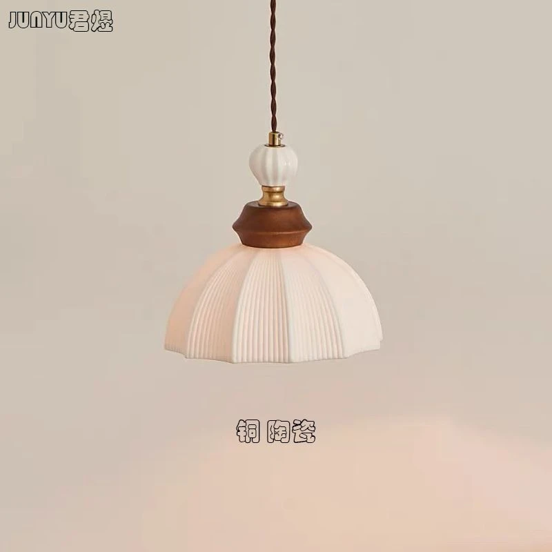 日式复古黄铜陶瓷吊灯简约卧室床头餐厅吧台玄关过道民宿飘窗灯具