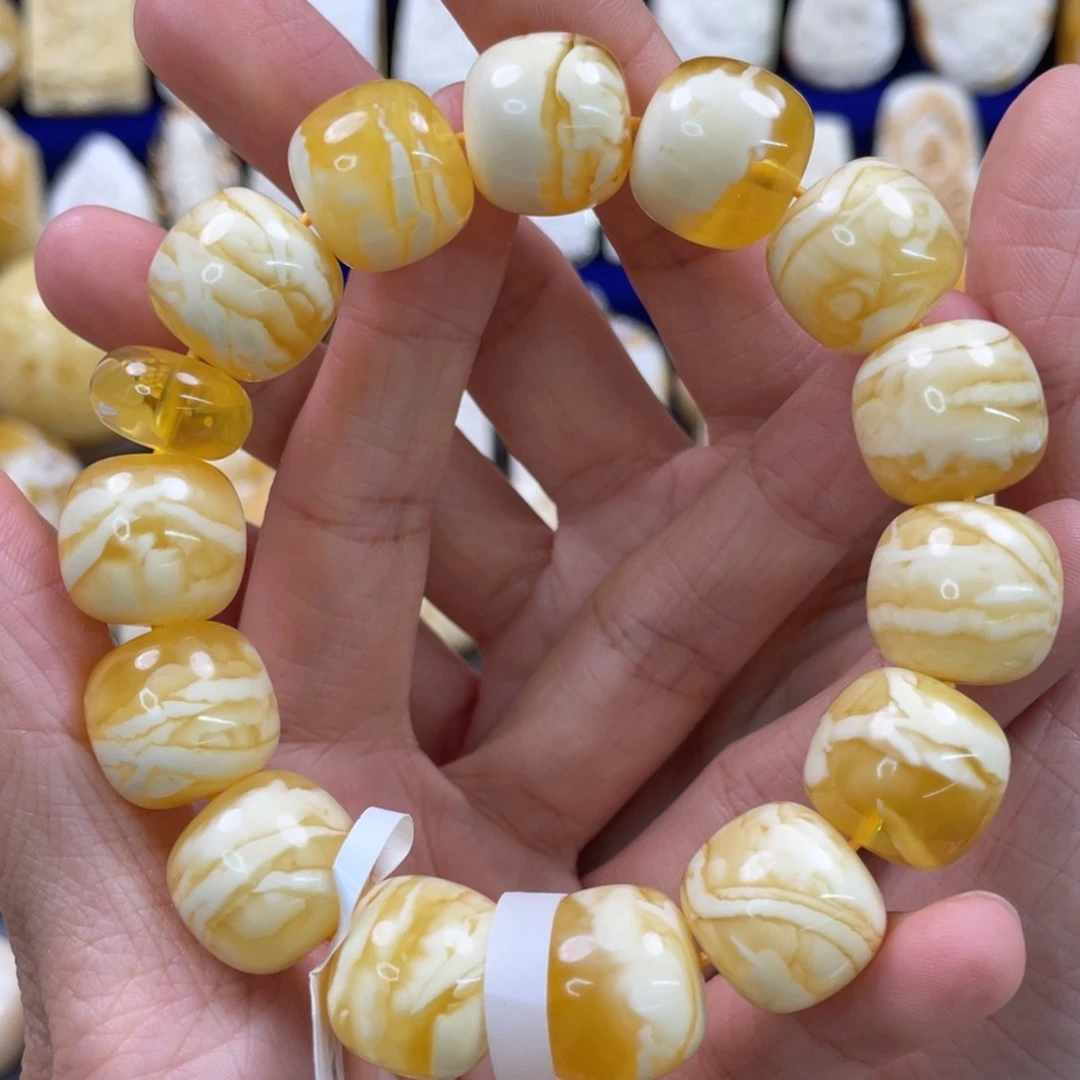 蜜蜡裸石未镶嵌婷**峰琥珀蜜蜡手串