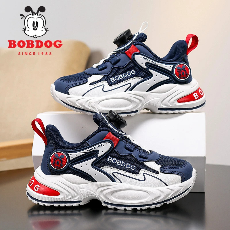 Bobdog/巴布豆男童运动鞋2025春秋新款网面透气中大童男孩跑步鞋