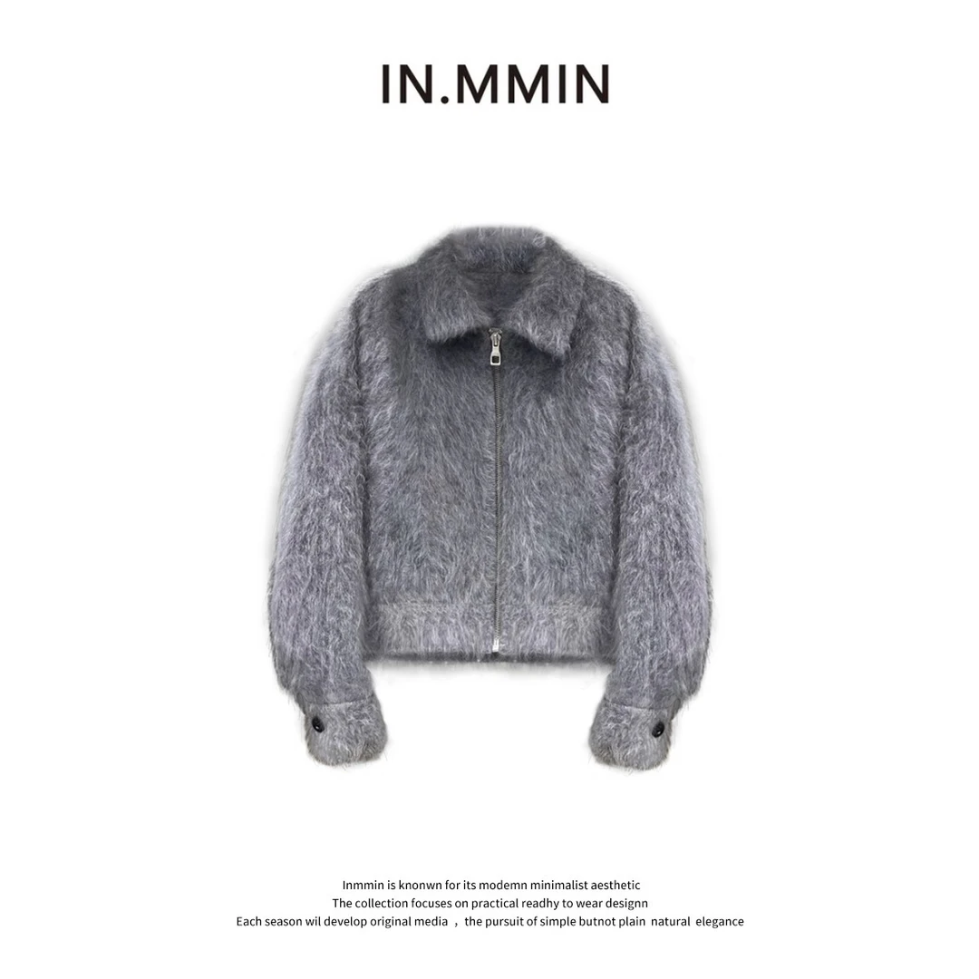 INMMIN03秋冬新款韩系简约拉链羊绒拉绒夹克外套