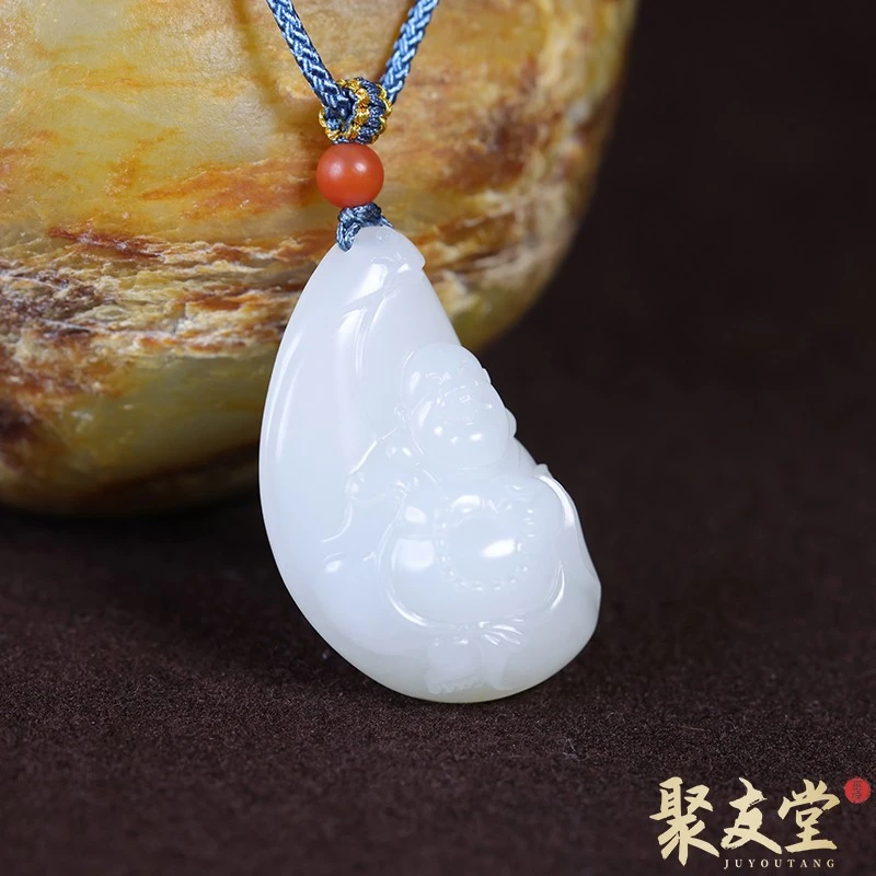 聚友堂王伟玉雕11.5克新疆和田玉籽料白玉弥勒佛笑佛玉佛挂件吊坠