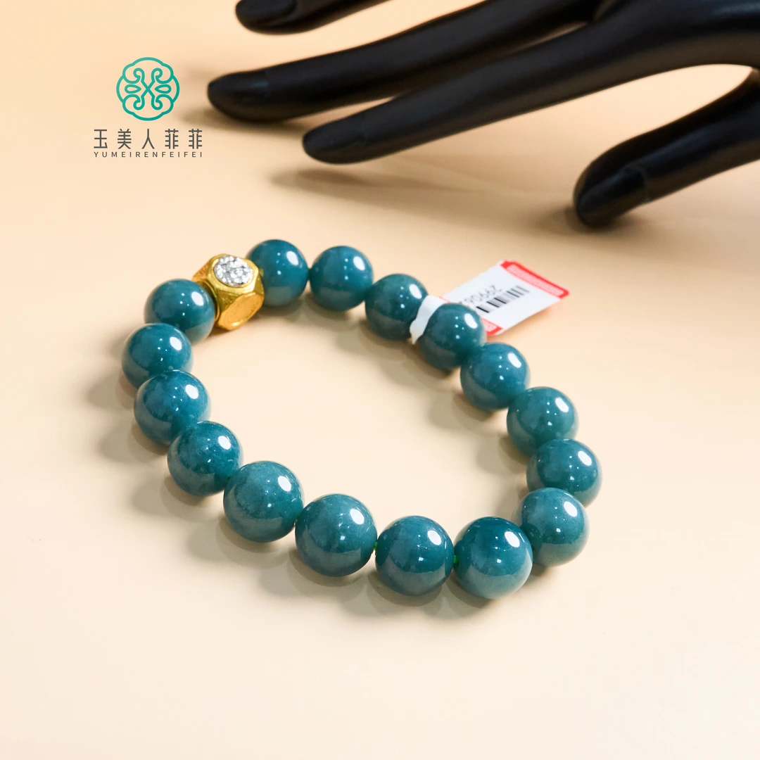 石惑珠宝*翡翠圆珠手串约12mm