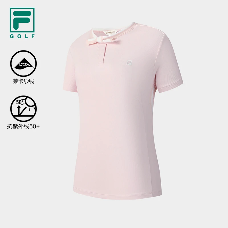 【高档莱卡纱线】FILA斐乐女夏季高尔夫正品运动短袖T恤A11W525125F
