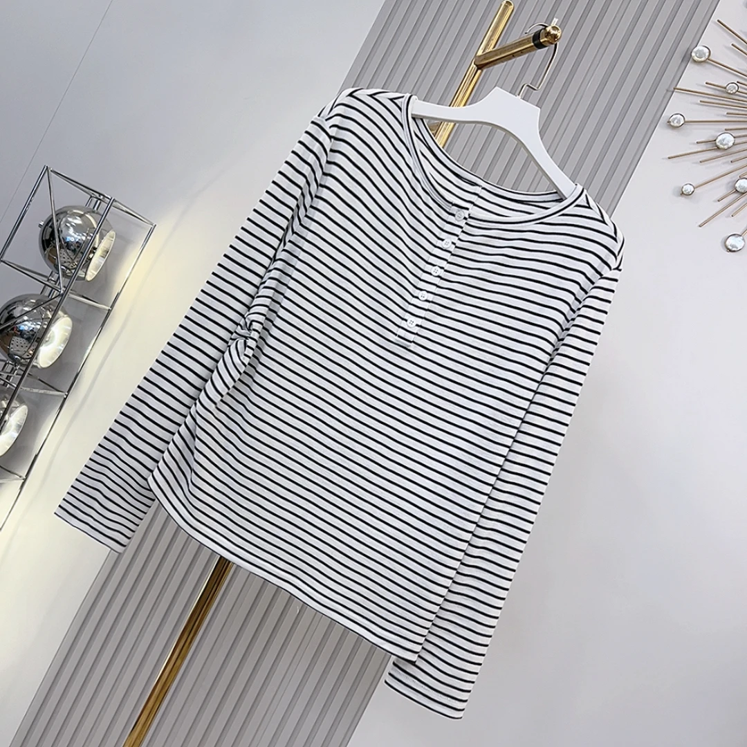 “条纹信号”T恤 2025新款智性通勤简约百搭长袖