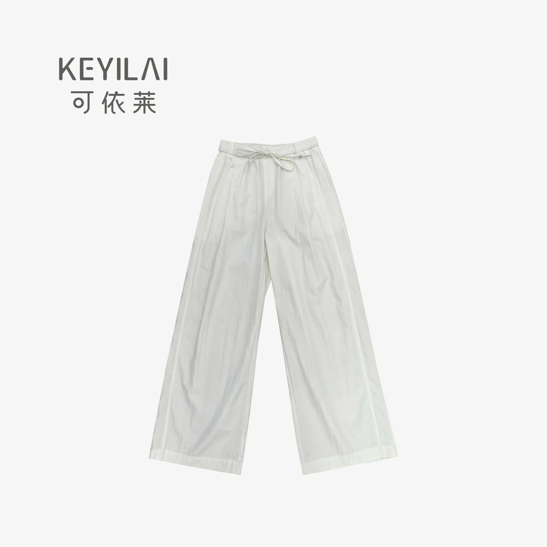 可依莱夏款神裤白色高腰休闲垂感垂感抽绳百搭百搭宽松DY5X1V0595