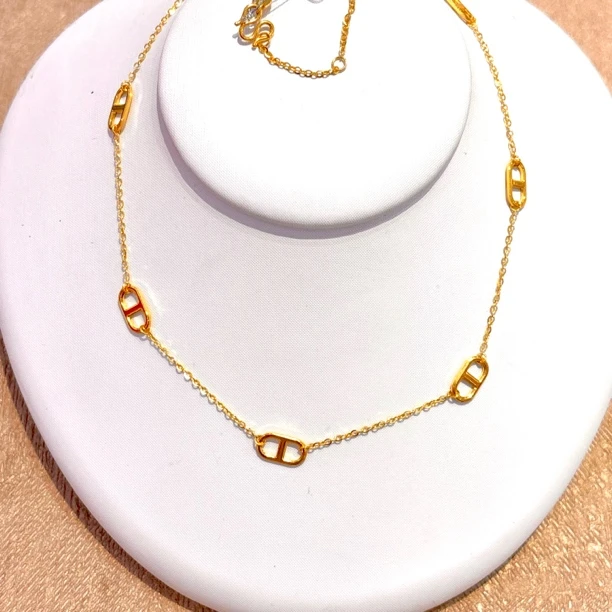 1A足金满圈猪鼻套链5.47g