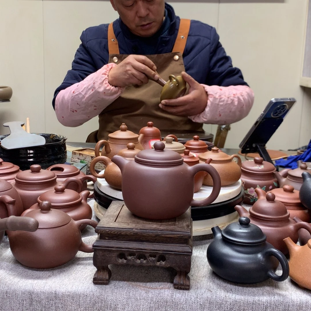 紫泥茶壶鲍尊260 C半手工制作