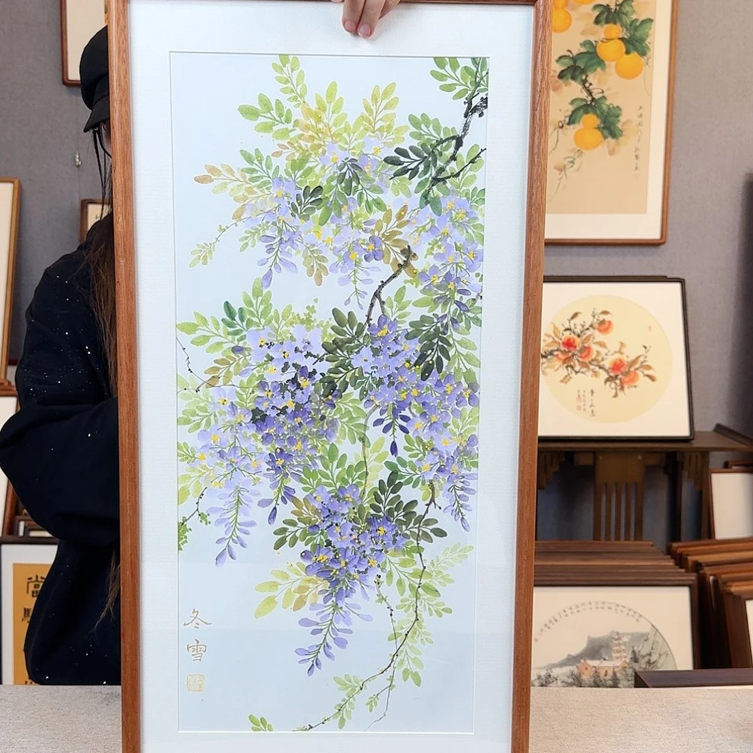 书法纯手绘，纯手写带框尺寸：36×69厘米