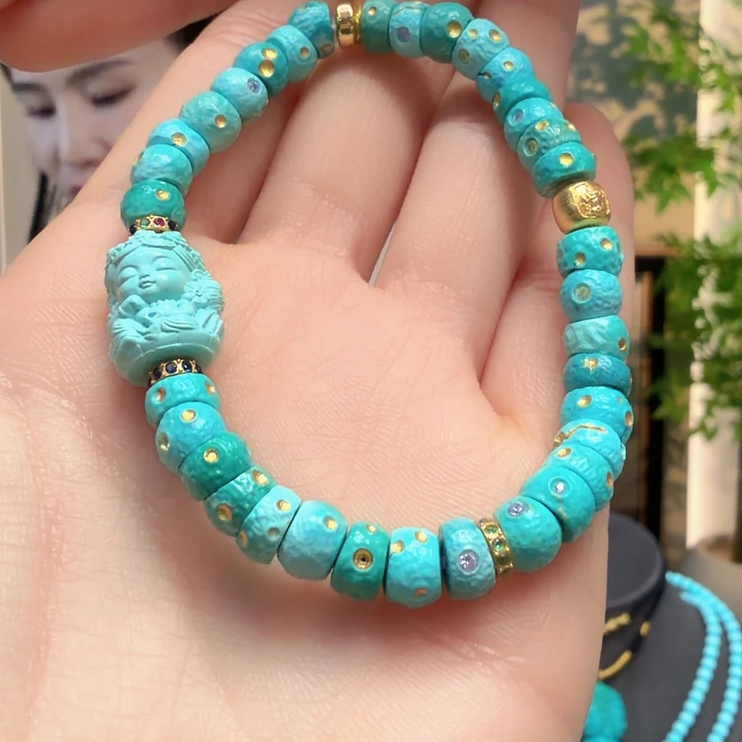 绿松石18K金镶嵌颈饰