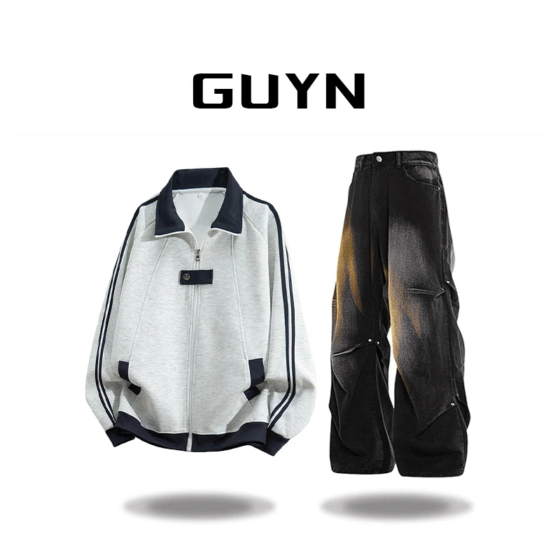 【品牌正品现货】GUYN开衫卫衣外套帅气套装春秋季男士春秋套头上衣