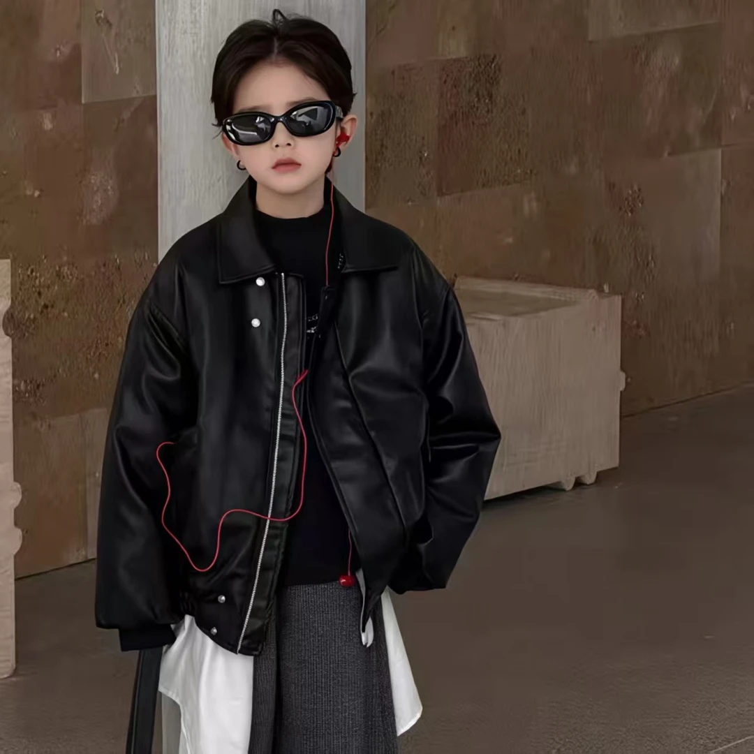 dadida/嗒嘀嗒男童潮裤帅气新款韩版个性皮衣加厚外套509800005