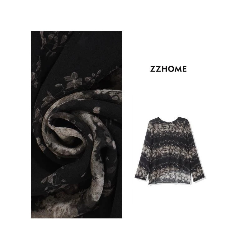 ZOZO HOME ｜炎夏斑斓复古碎花条纹长袖上衣q171365p小众设计师款