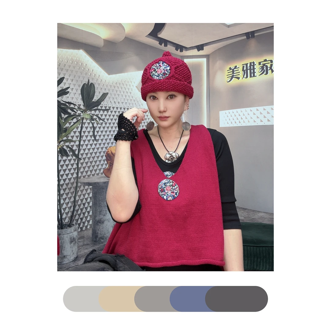 美雅家原创民族风青花瓷刺绣地主帽男女通用百搭休闲保暖修饰脸型