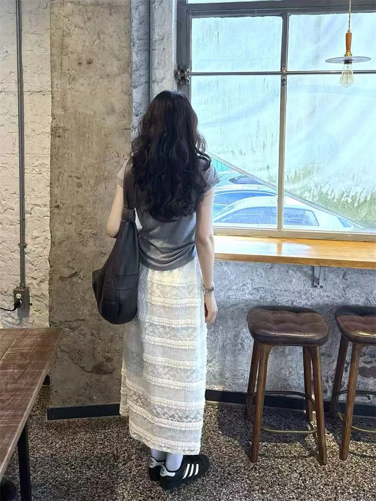 小雅姐姐  夏季新款甜美蕾丝蛋糕半身裙IZ19