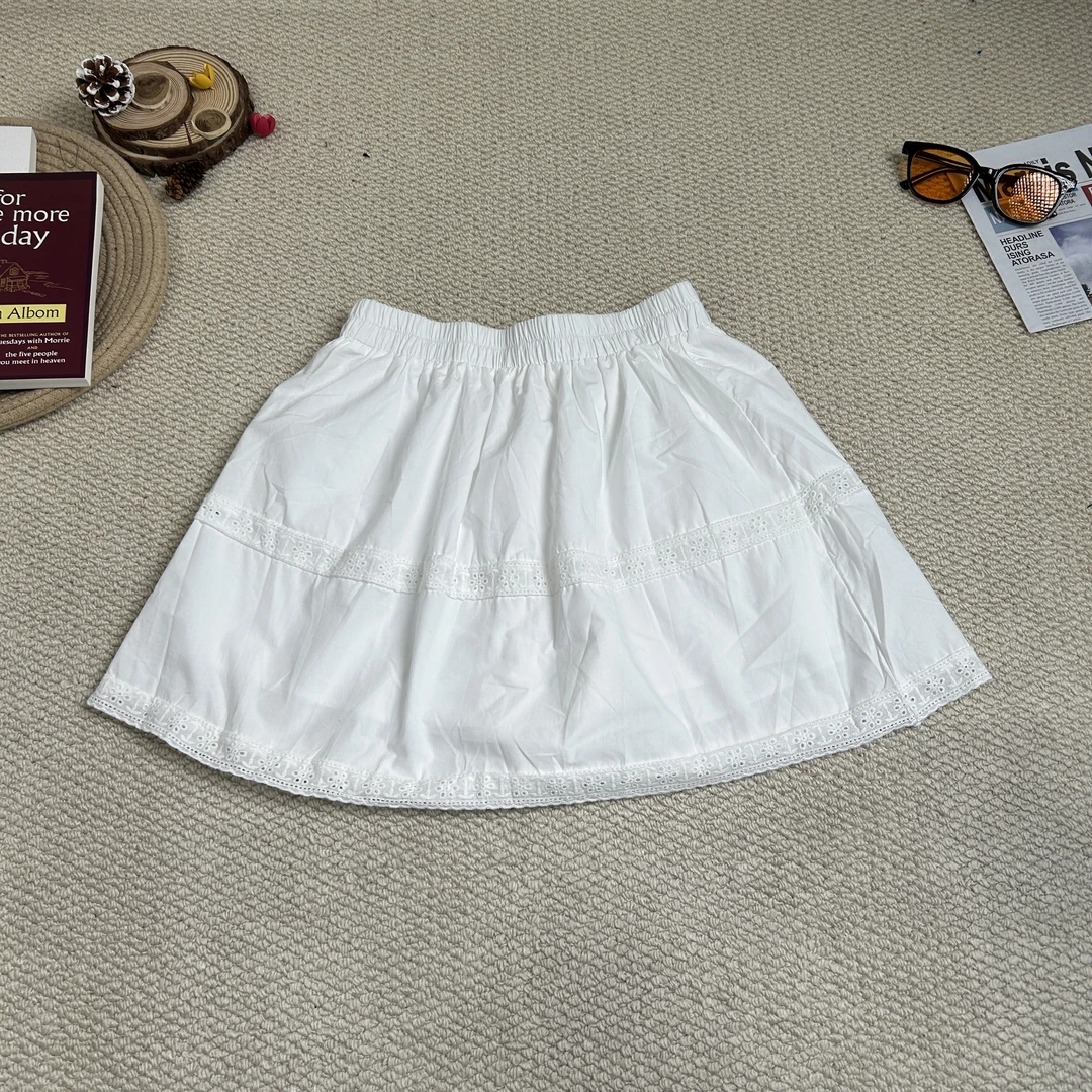 2025春季新款百搭时尚纯色纯白短裙8909
