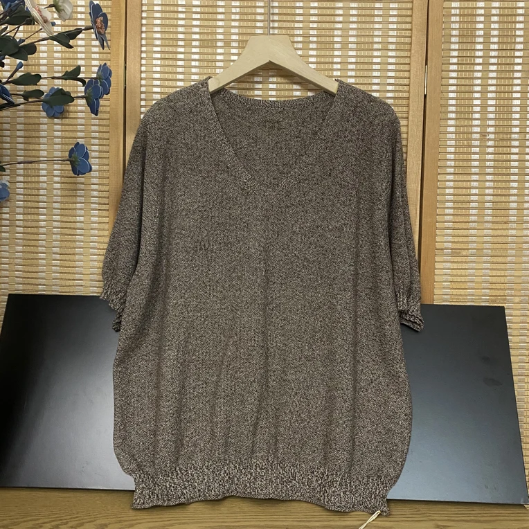 夏季v领短袖针织衫