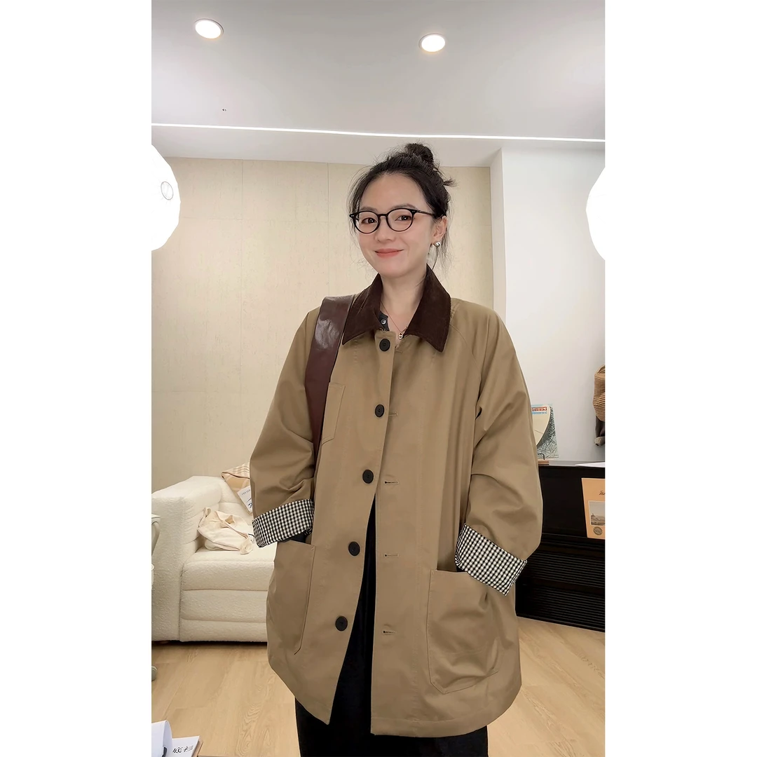 苏安家｜小禾”风衣 轻防水高密度立体挺括灯芯绒拼接风衣