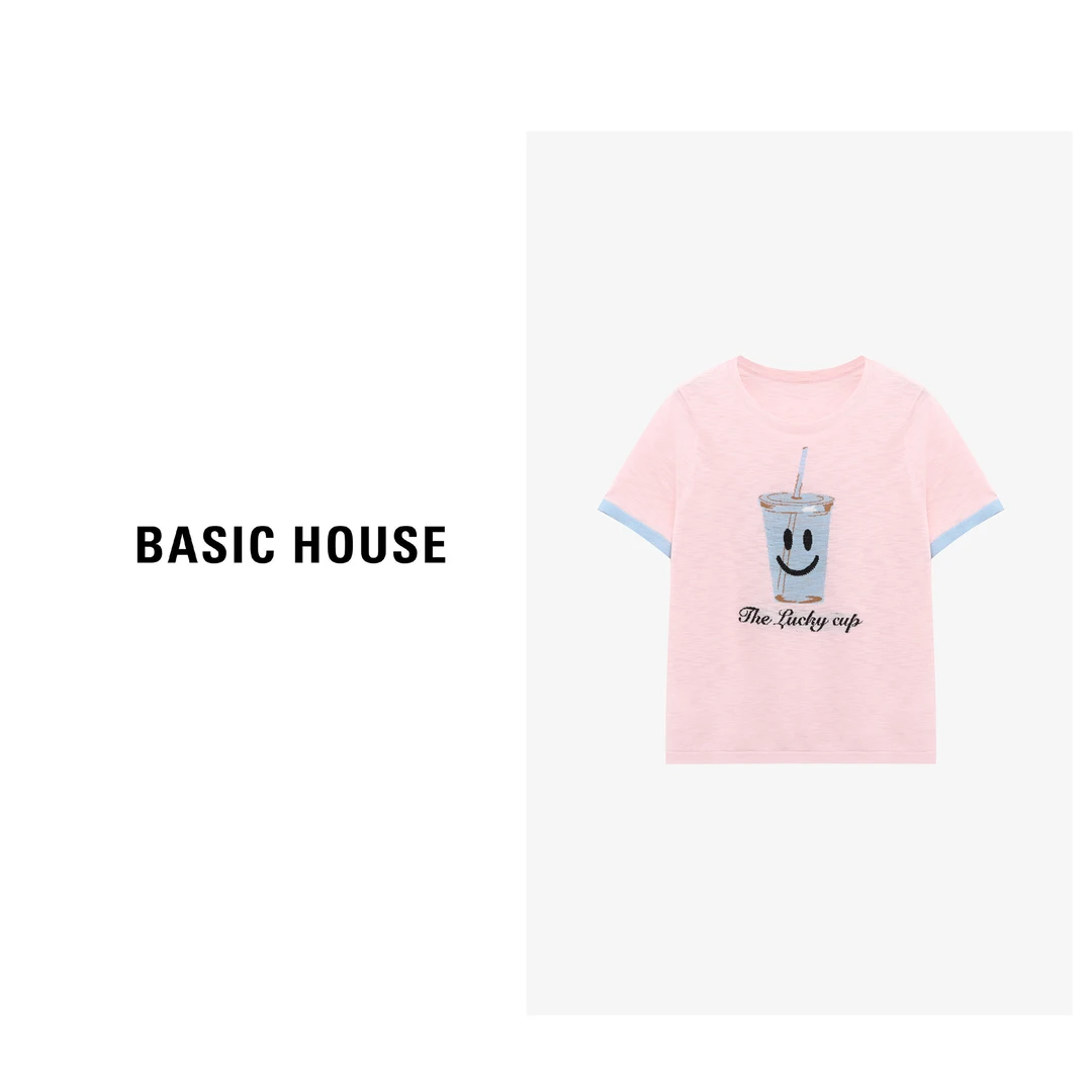 Basic House/百家好夏季透气时尚笑脸针织衫-B0625B5F732