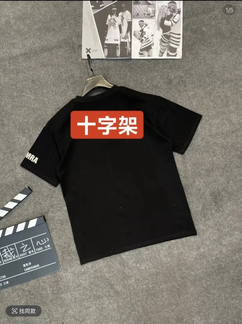 蕴格 99888异域风情吉象烫钻圆领短袖T恤重工国潮男宽松时尚半袖