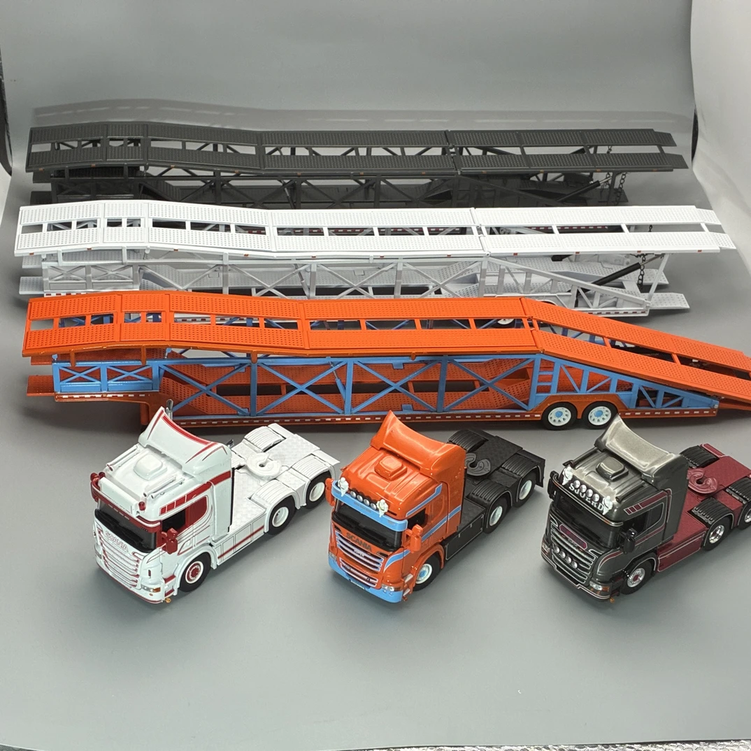现货 1:64 flame斯堪尼亚 摩天乐轿运车 运输车 一拖十 合金车模