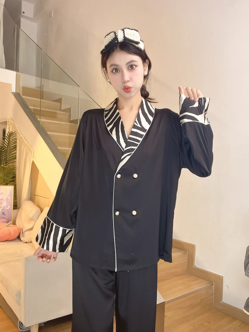 小众轻奢柔光丝睡衣女2025年春秋家居服可外穿