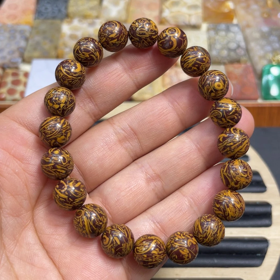 硅化玉未镶嵌颈饰金龙晶手串