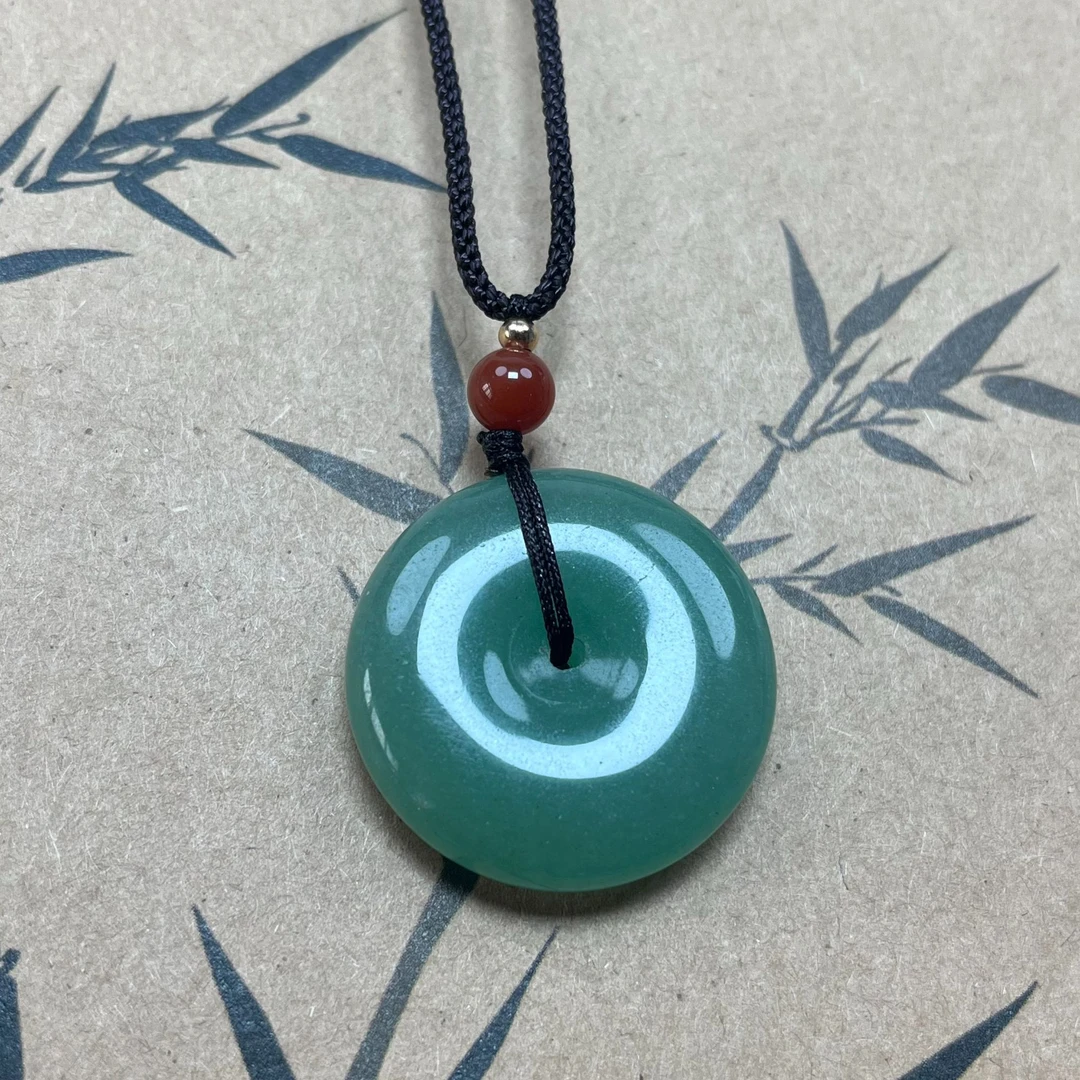 天然东陵玉30mm平安扣男女时尚吊坠项饰锁骨链复古挂件