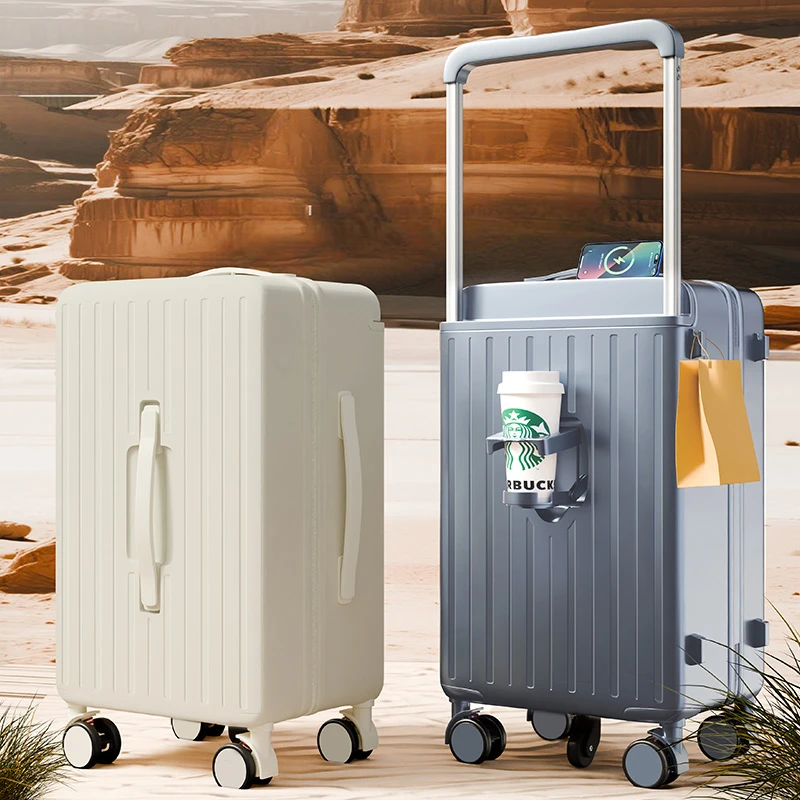 新款宽拉杆行李箱桃皮绒内衬全封闭防爆拉链拉杆箱学生旅行