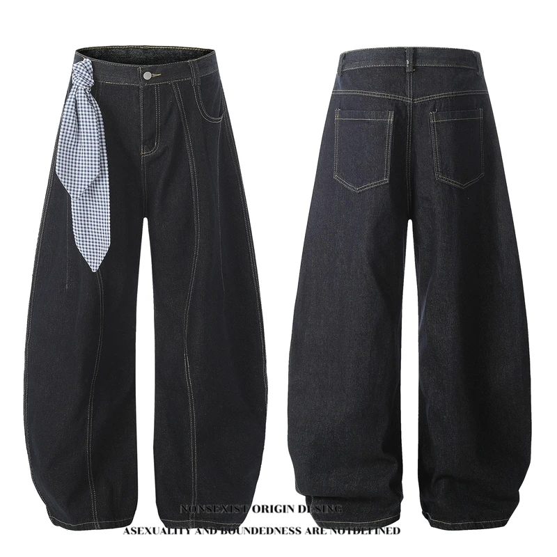 NONSEXIST 原创国潮美式复古水洗弯刀牛仔裤设计感小众休闲长裤