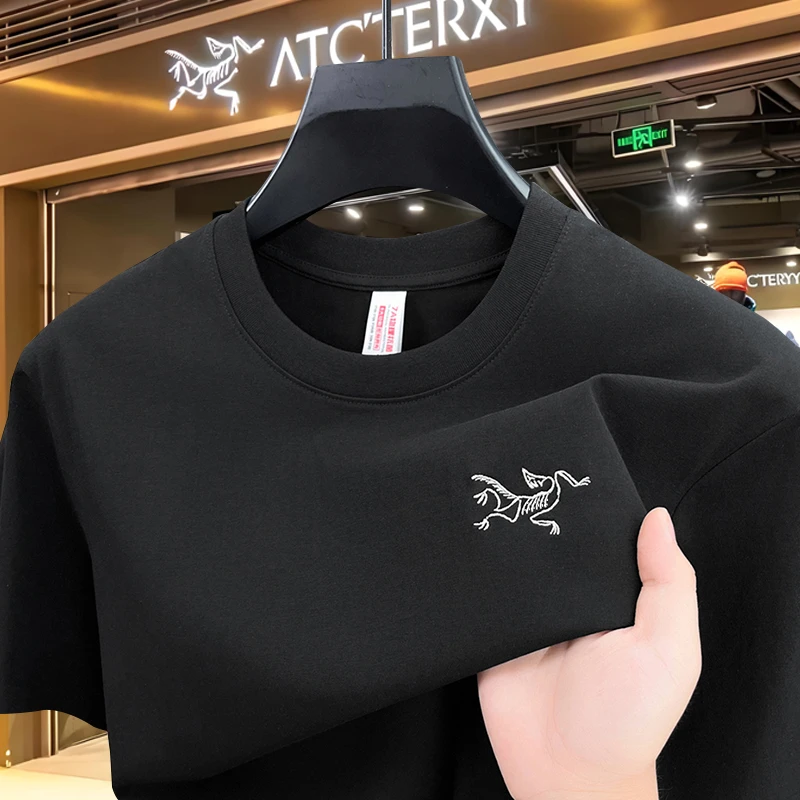 【奥莱撤柜】始袓新款骨架轻奢刺绣男士夏季圆领棉短袖t恤透气半袖