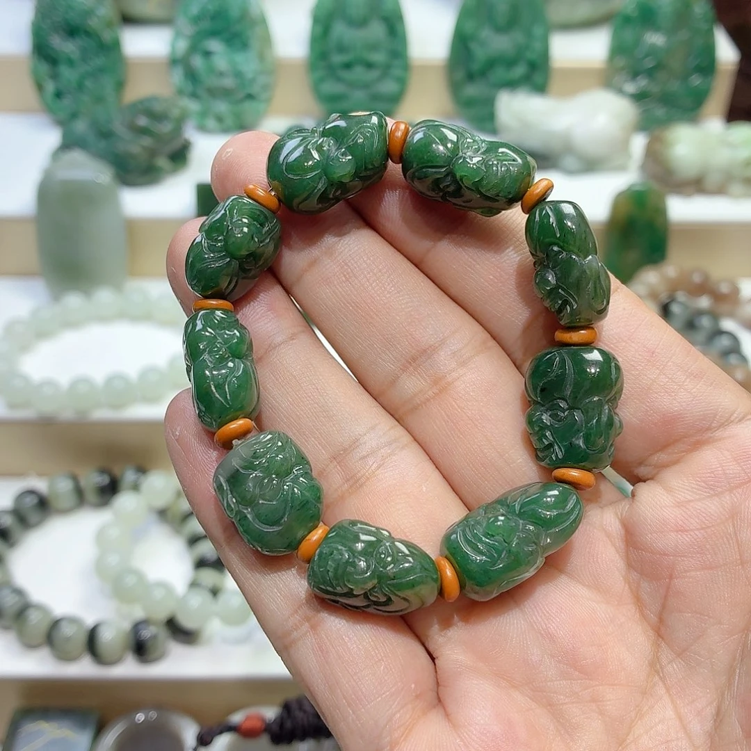 未镶嵌独山玉手串女士十八罗汉