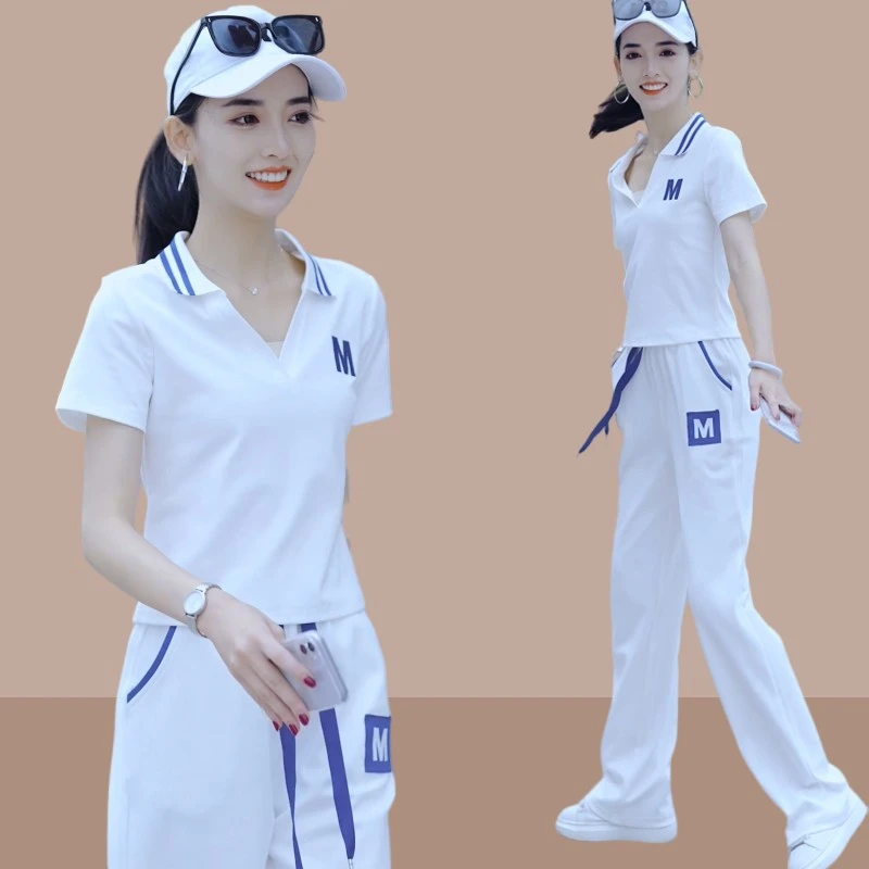 2025夏新款棉料女士运动服套装休闲时尚洋气时髦小个子短袖两件套