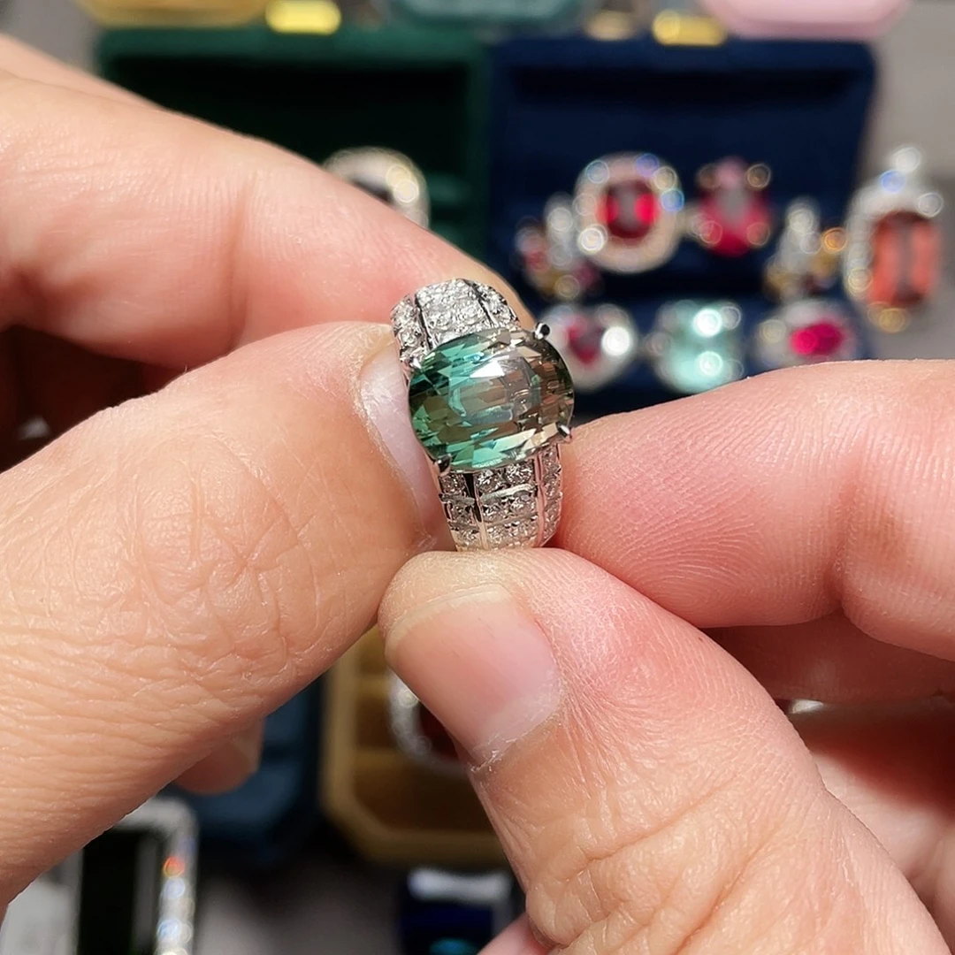 碧玺戒指18K金镶嵌6.69ct