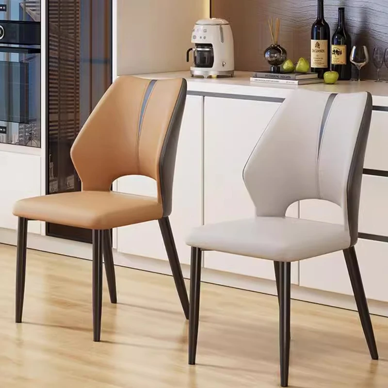 现货意式轻奢餐椅现代简约皮革家用椅子餐厅餐桌靠背椅洽谈贵宾椅