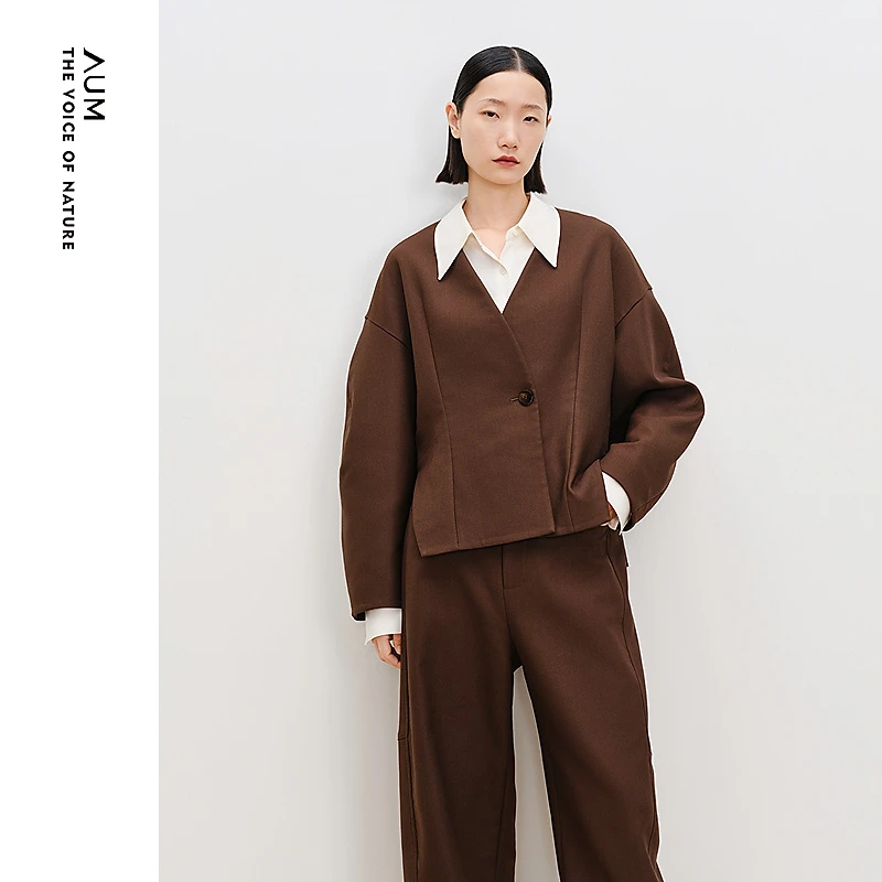 【轻松套装系列】AUM25年新款百搭显白收腰显瘦花呢短外套M1FZ10898