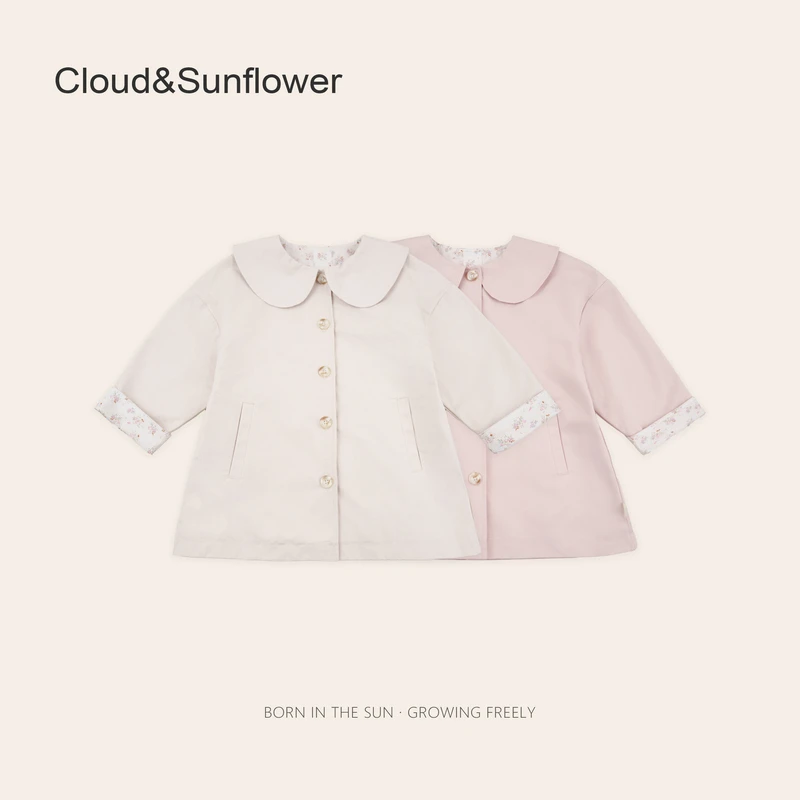 【云朵小葵】女童春季五粒扣娃娃领小花内衬休闲外套660633