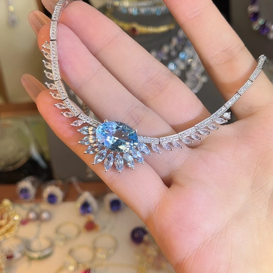 颈饰托帕石银S925镶嵌